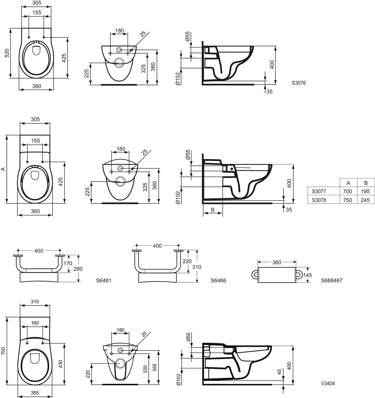 Fixation Abattant WC Ideal Standard CONTOUR 21 SCHOOLS Hêtre/acier  inoxydable EV430BJ